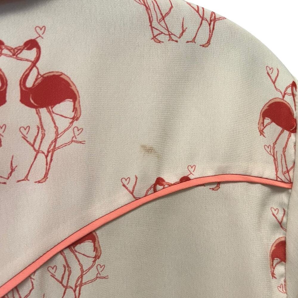 NWD Gilner Farrar White Flamingo Print Long Sleeve Button Up Farah Top Small - Picture 3 of 10